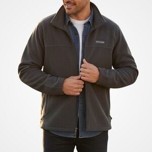 Columbia Mens Fleece Full Zip Jacket 4X Gray Pockets Outdoors Winter Hiking Warm
